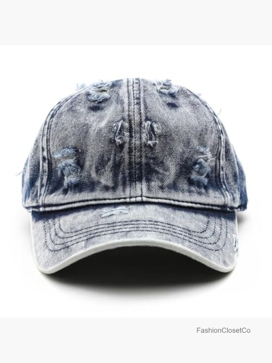 Unconstructed Cotton Denim Baseball Cap Vintage Distressed Dad Hat Trucker